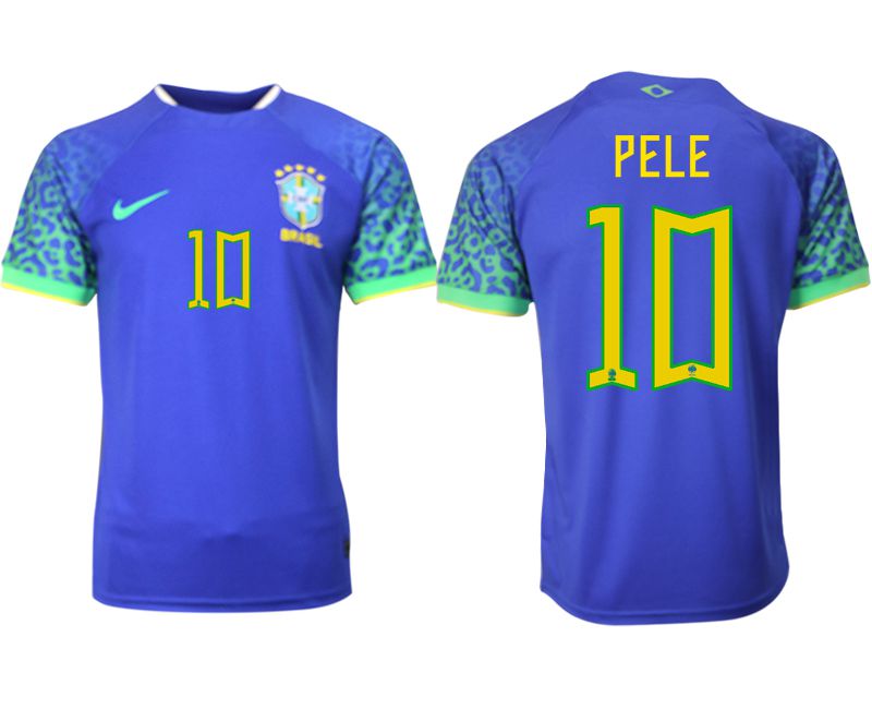 Men 2022 World Cup National Team Brazil away aaa version blue #10 Soccer Jersey1